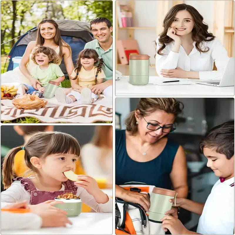 ™Talora | כוס דגנים ניידת – נירוסטה, 720 מ"ל, אטומה לנזילות לבית ספר ועבודה
