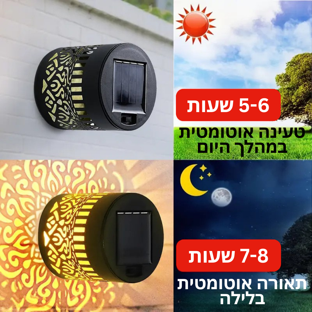 ™Torvex | סט 2 מנורות קיר סולאריות – מתכת, מנורות חיצוניות לגדר וגינה