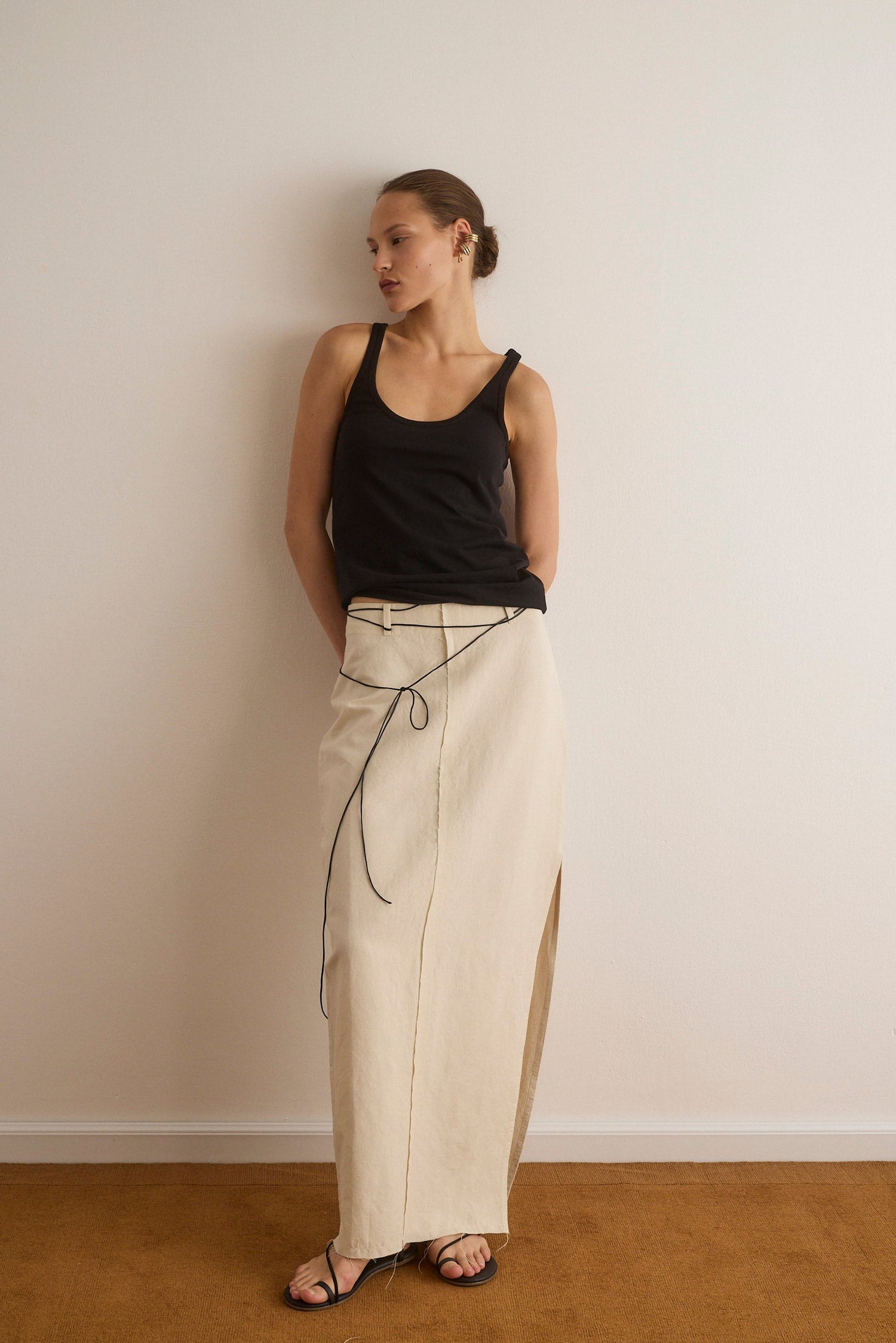 חצאית מקסי לנשים Linen Raw