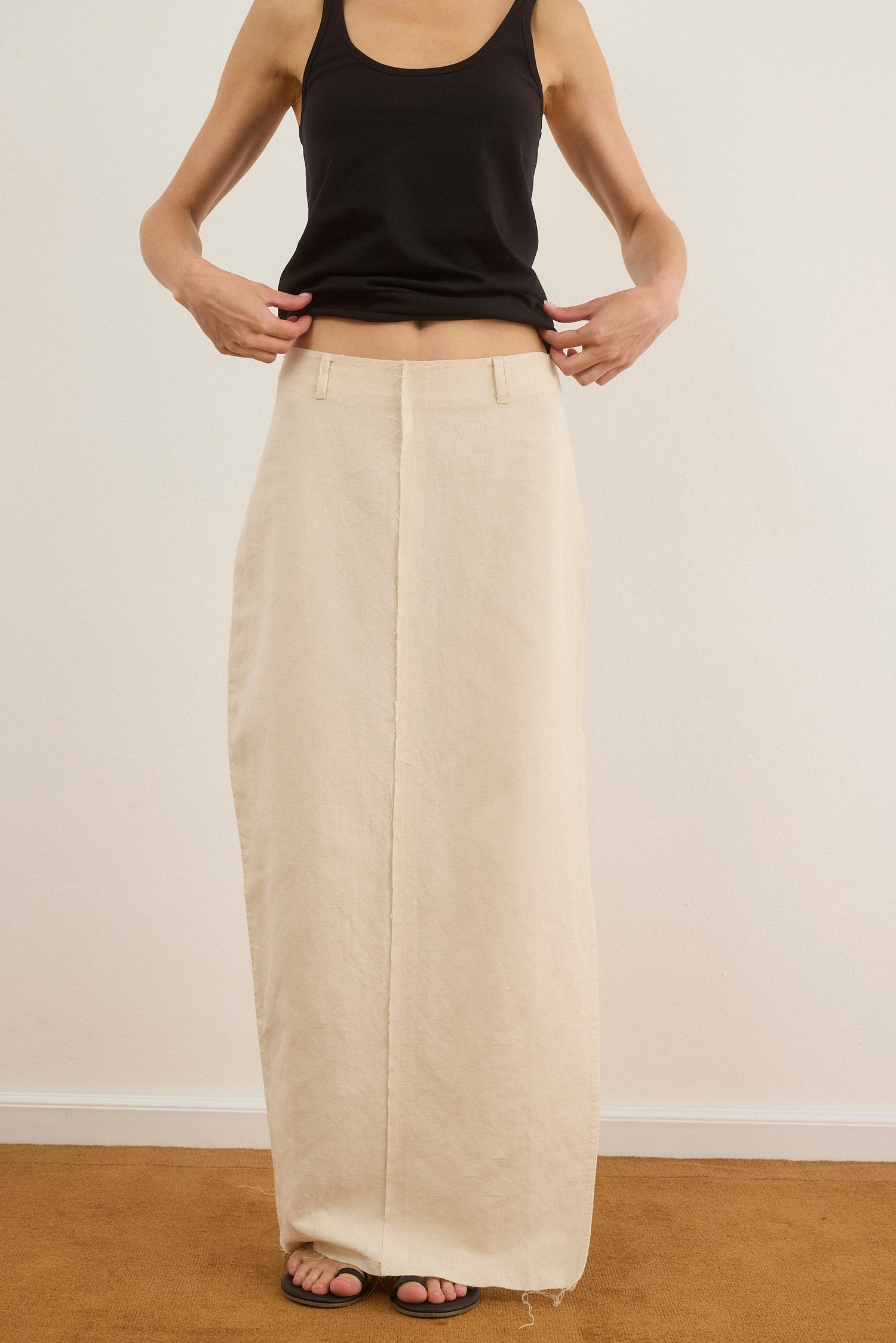 חצאית מקסי לנשים Linen Raw